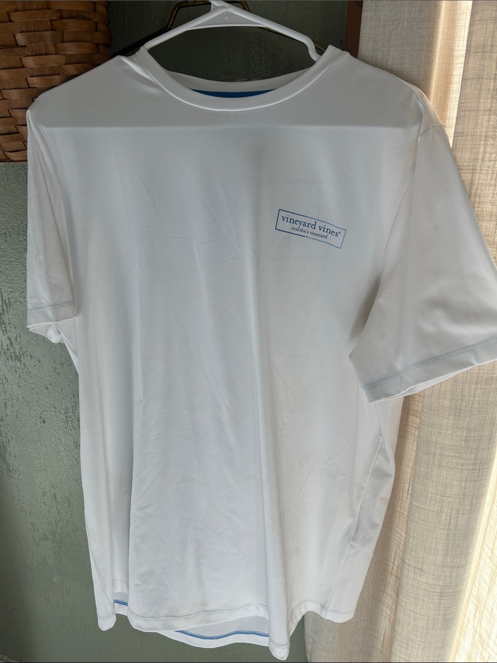 Vineyard Vines White Short-Sleeve Tee with Light Blue Logo
